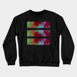 Colourful Green and Red Zigzag Silhouette Digital Art Crewneck Sweatshirt